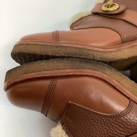Coach Preston Booties With Genuine Shearling Trim Saddle Brown Women’s Size 7 - Picture 11 of 13